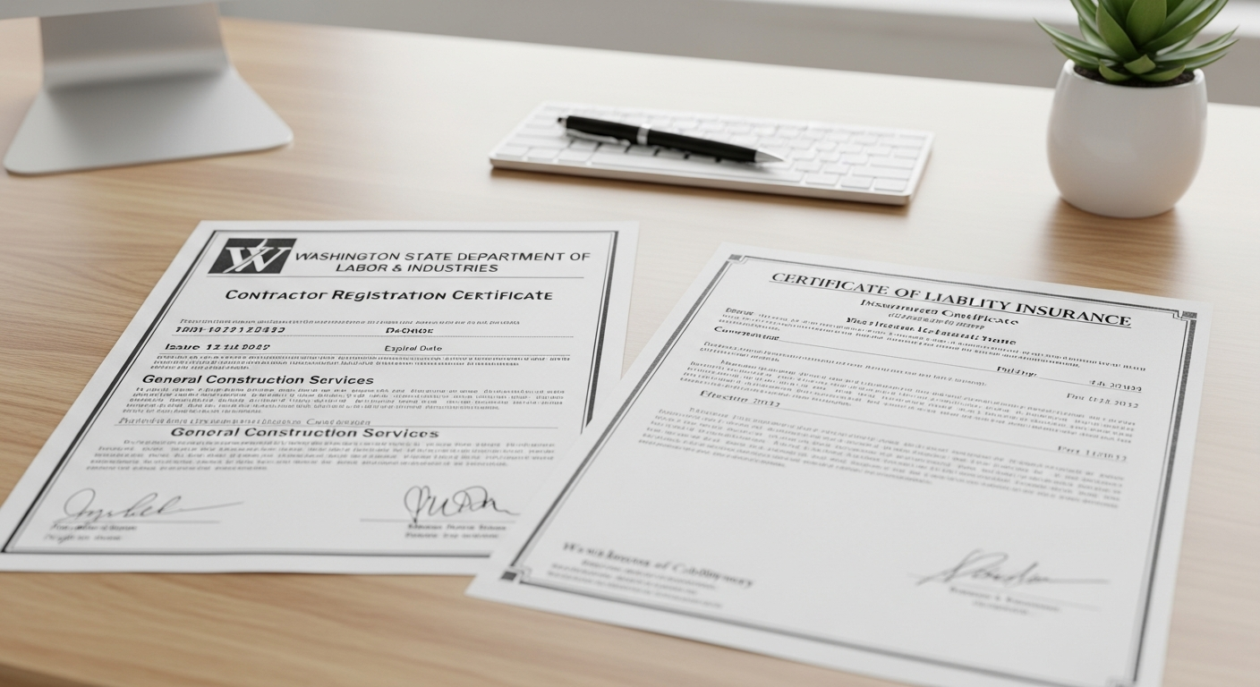 Roofing contractor license and insurance documents