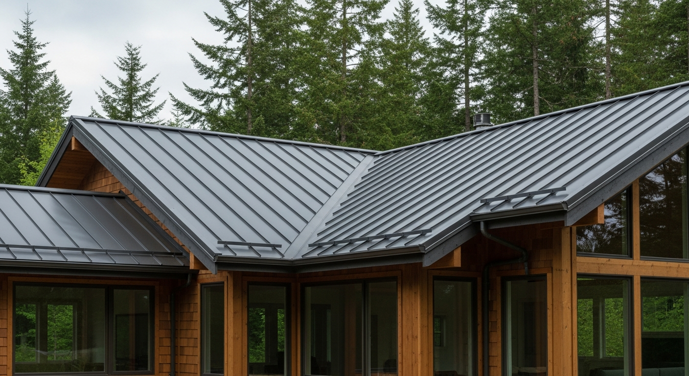 Standing seam metal roof in excellent condition on historic PNW home