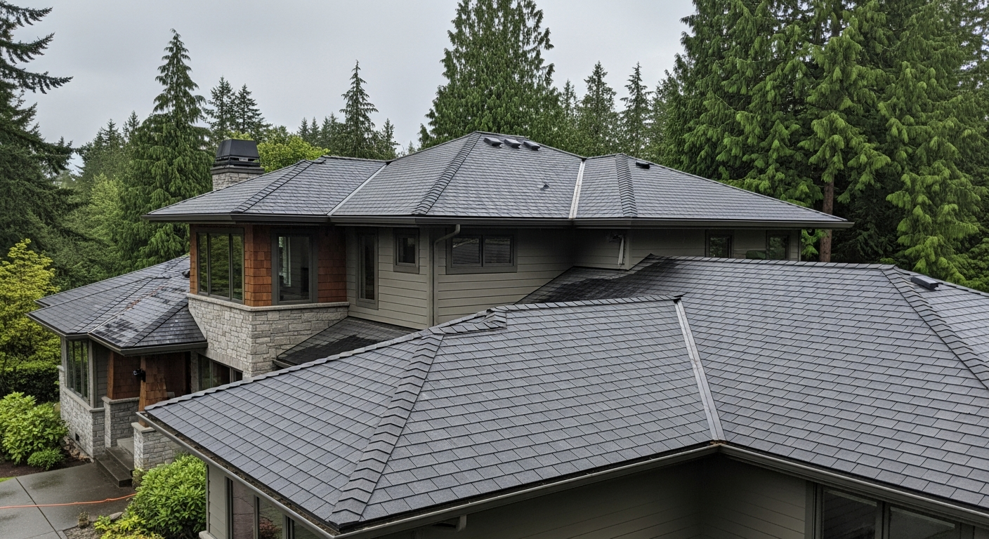 Completed new architectural shingle roof on Pacific Northwest home